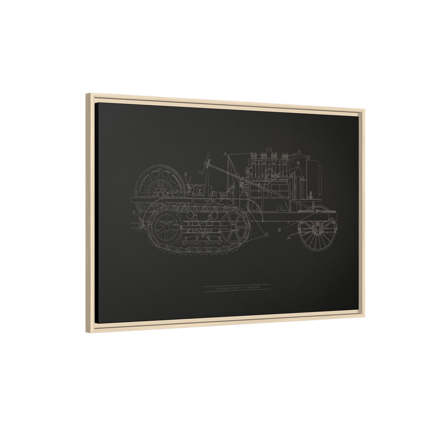 Vintage HOLT Tractor Patent Drawing Industrial Artwork | Framed Wall Art on Stretched Canvas