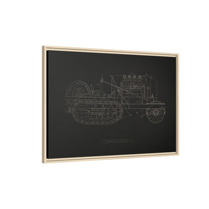 Vintage HOLT Tractor Patent Drawing Industrial Artwork | Framed Wall Art on Stretched Canvas