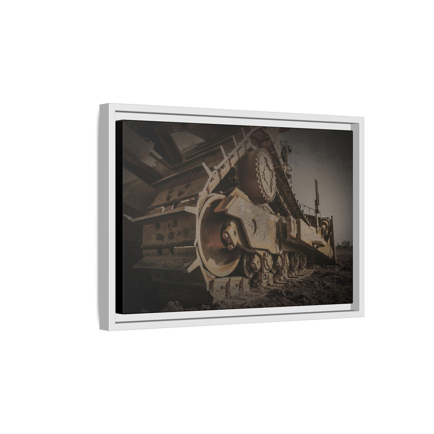 D8 Dramatic Dozer Track | Dark Gray |  Framed Wall art on Stretched Canvas