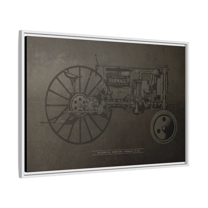 Vintage Farmall F-12 Mechanical Drawing | Framed Wall Art on Canvas