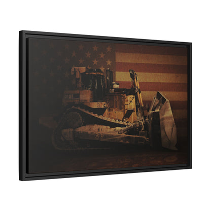 Patriotic D10T Classic Dozer | Framed Wall Art on Stretched Canvas