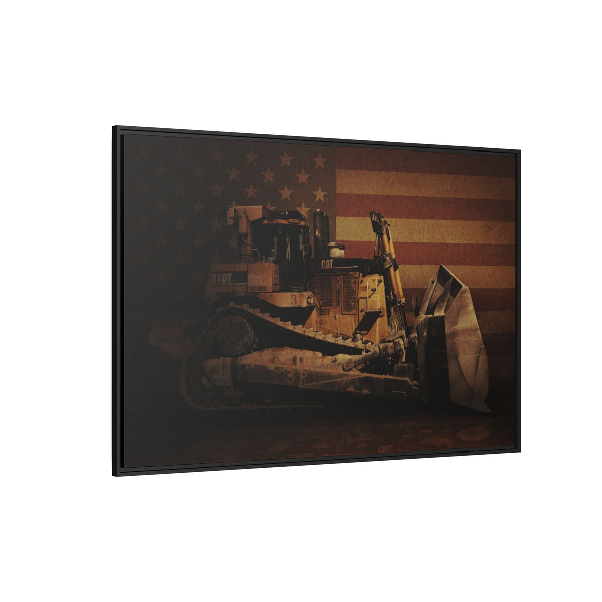 Patriotic D10T Classic Dozer | Framed Wall Art on Stretched Canvas