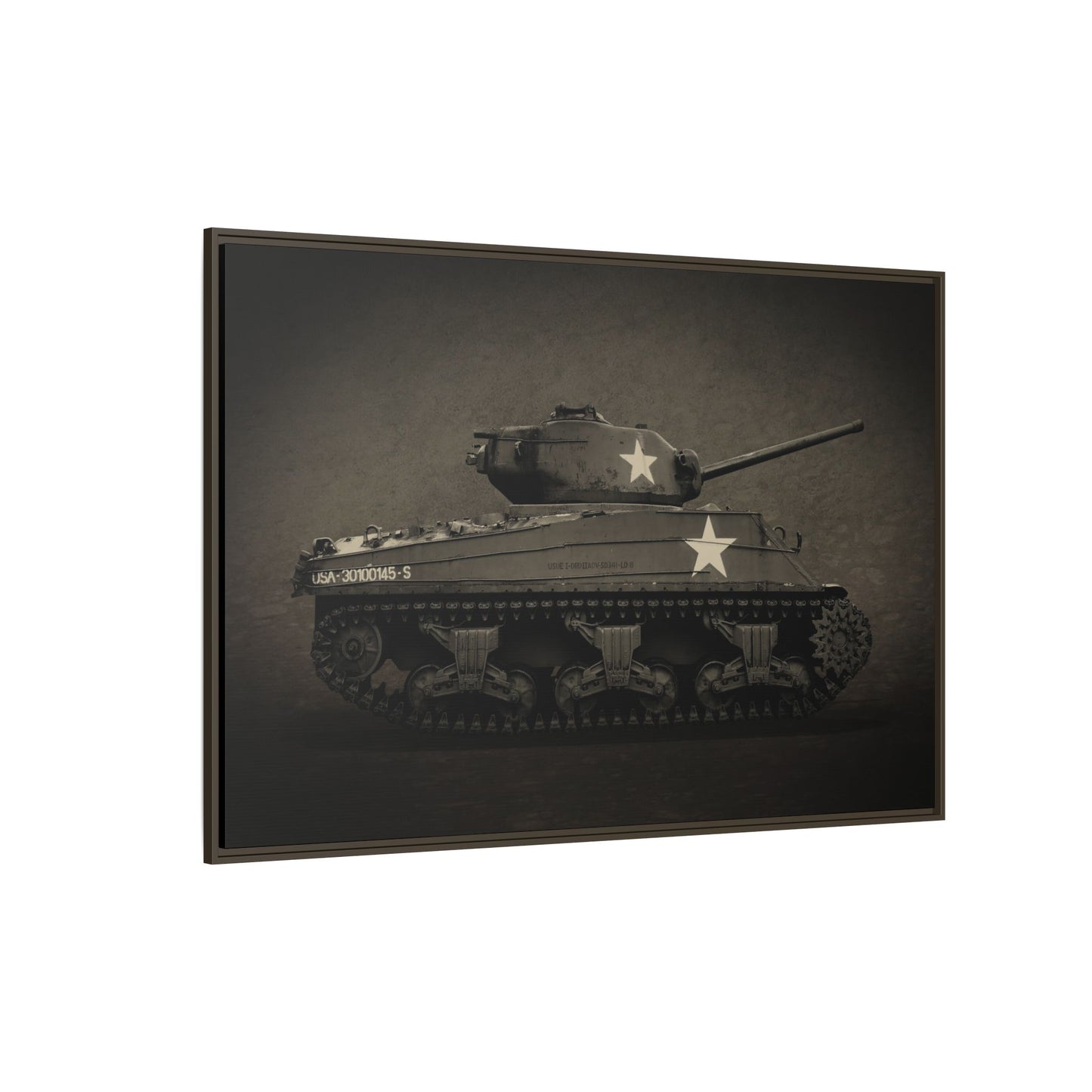 Vintage WWII  Sherman Tank, Double Star, Photo Wall Art on Framed Canvas