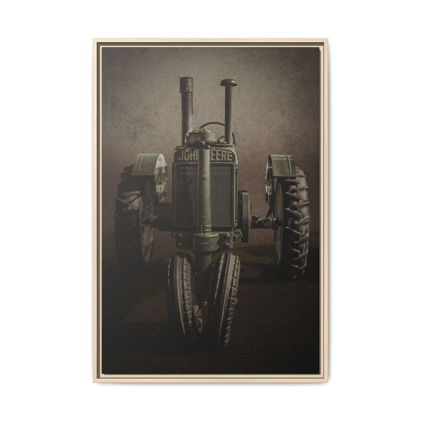 Vintage John Deere Model A Tractor Front View | Framed Wall Art on Stretched Canvas
