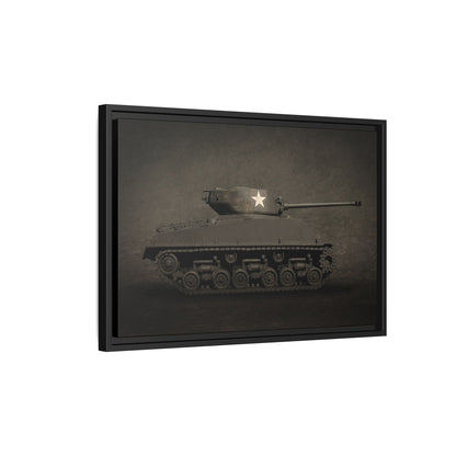 Vintage WWII  Sherman Tank, Single Star, Photo Wall Art on Framed Canvas