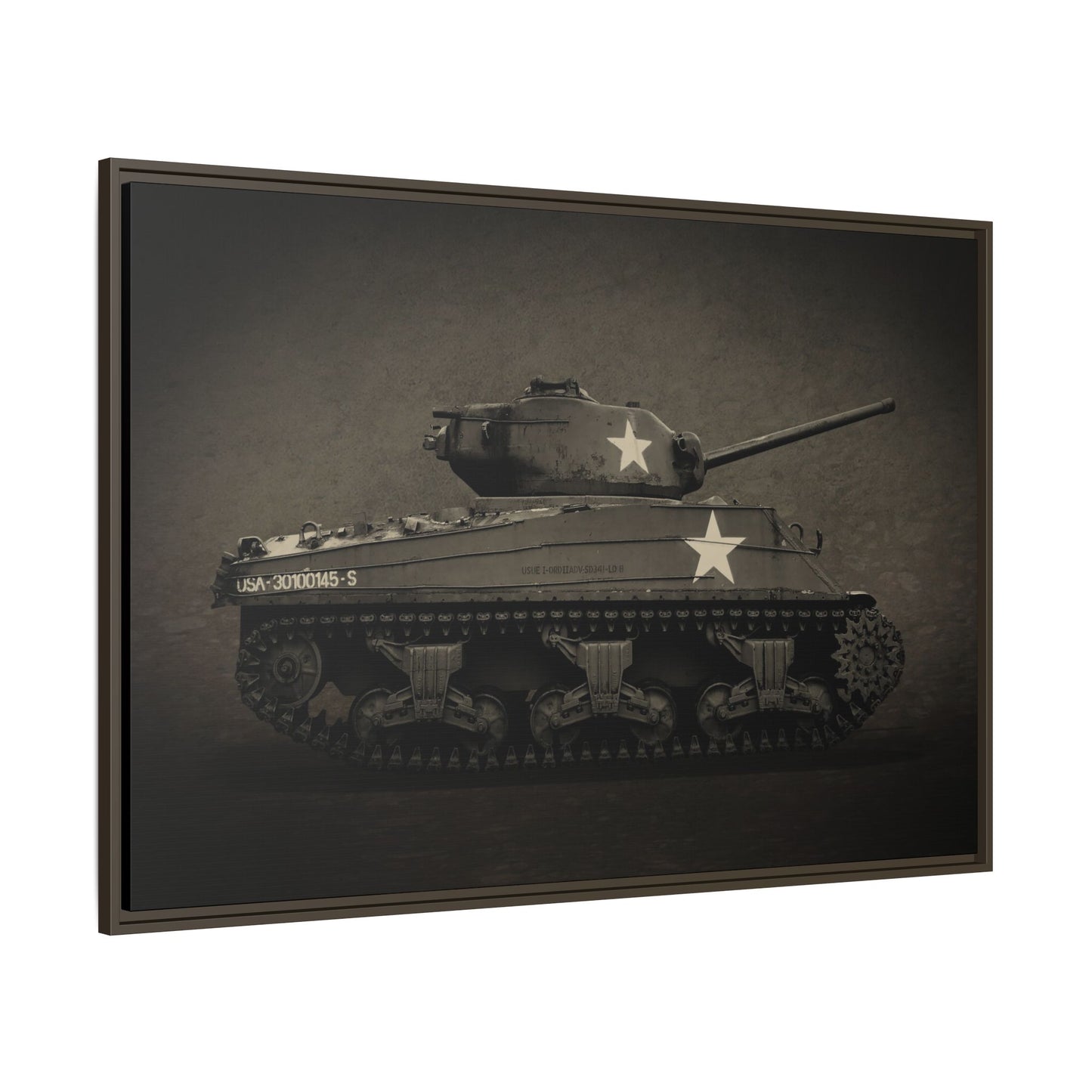 Vintage WWII  Sherman Tank, Double Star, Photo Wall Art on Framed Canvas