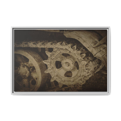 Treaded Tracks Close Up | Framed Wall Art on Stretched Canvas