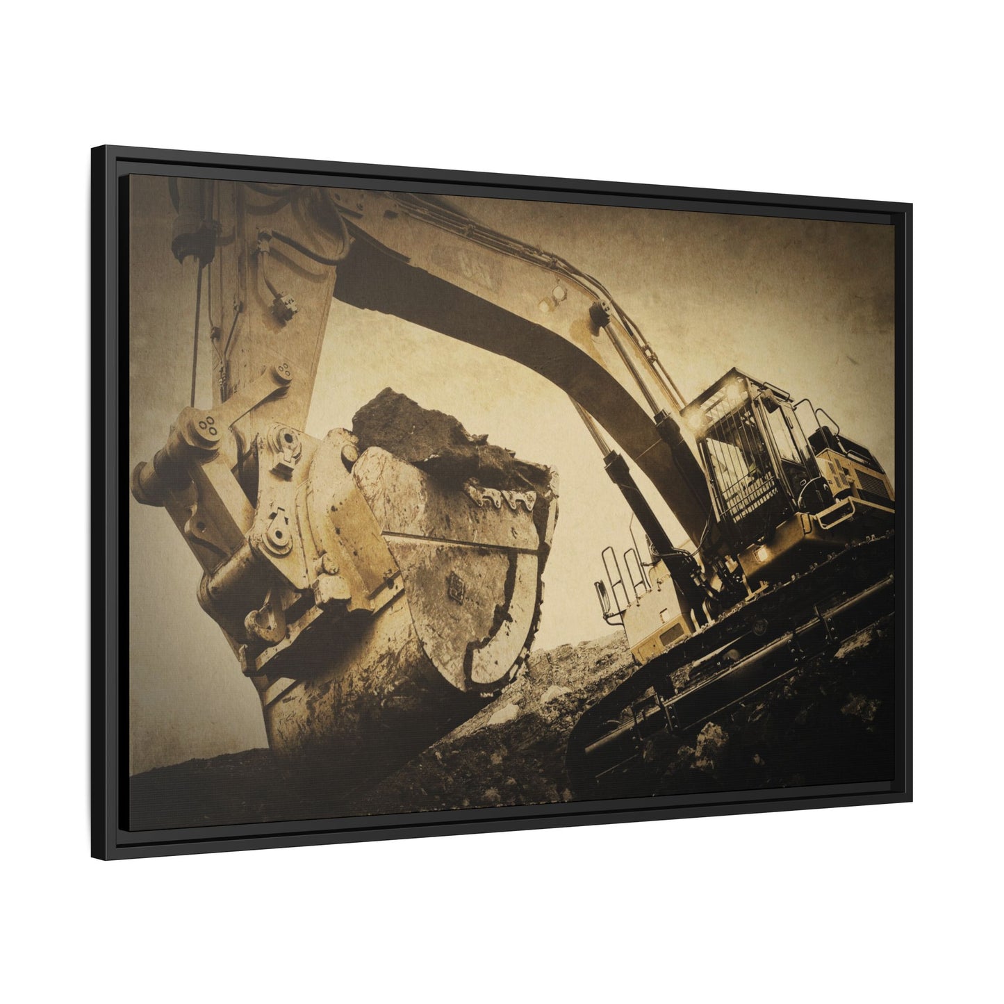 Reaching for Rocks Excavator  | Photo Art on Framed Canvas