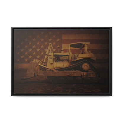Patriotic D8N Classic Dozer | Framed Wall Art on Stretched Canvas