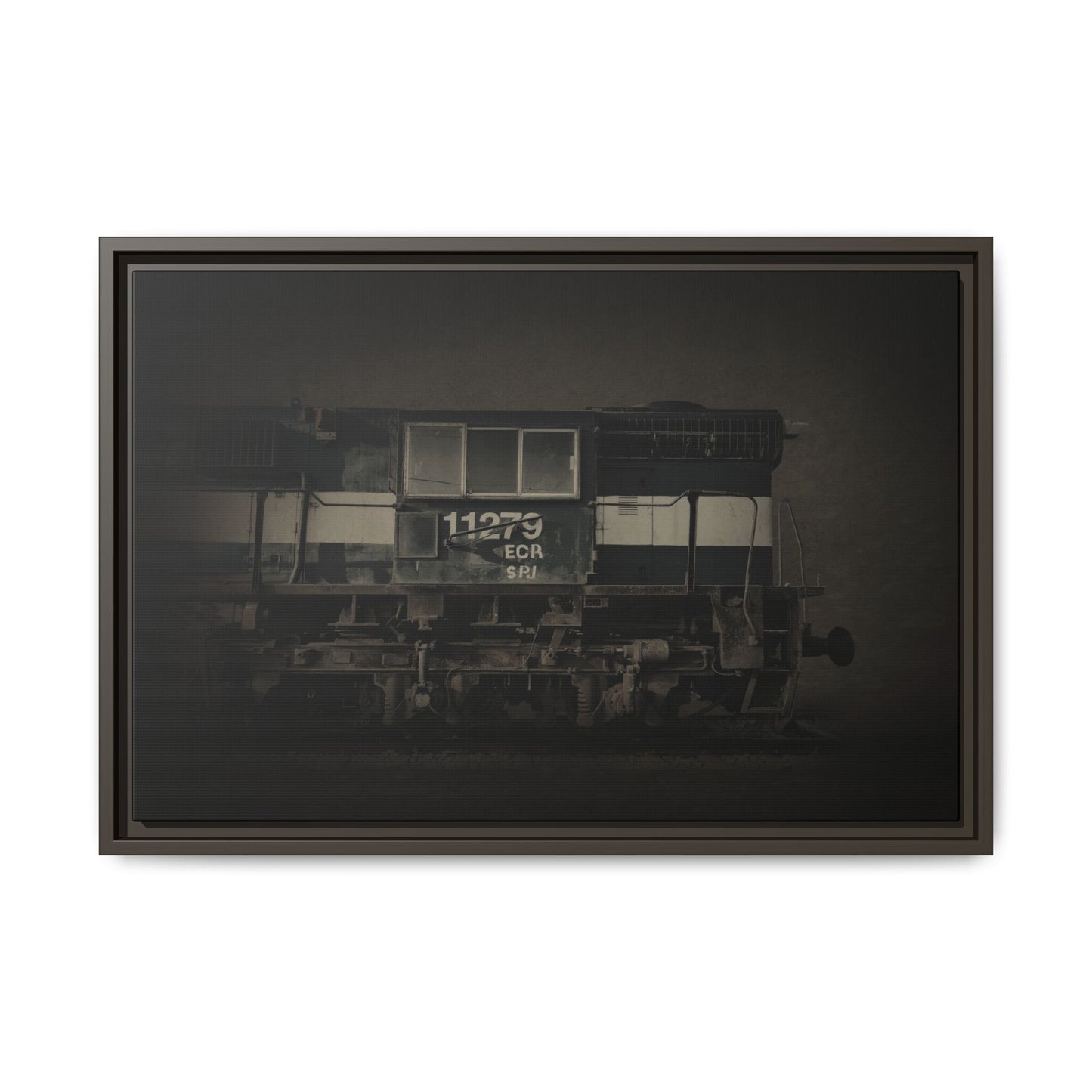 Vintage Diesel Locomotive Engine Matte Canvas Framed