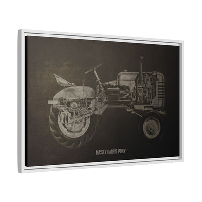 Vintage Massey Harris Pony Cutaway Drawing | Framed Wall Art on Stretched Canvas | Industrial Artwork