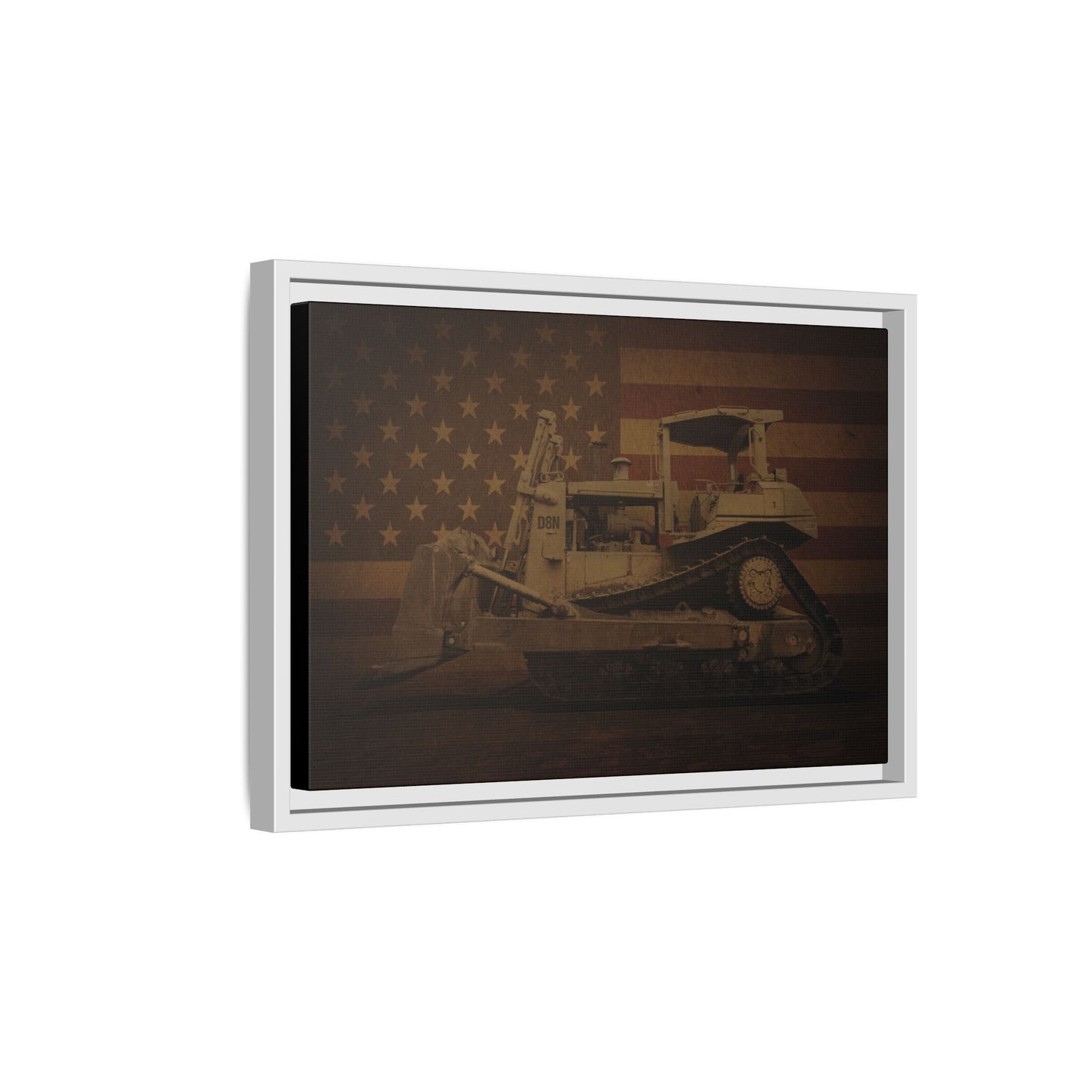 Patriotic D8N Classic Dozer | Framed Wall Art on Stretched Canvas