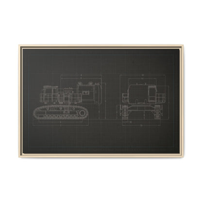 601 Excavator Drawing, Framed Wall Art on Canvas
