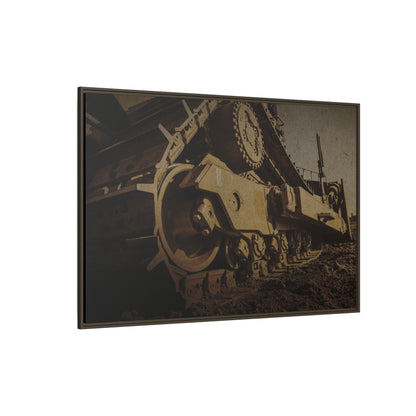 D8 Dramatic Dozer Track | Gold |  Framed Wall art on Stretched Canvas