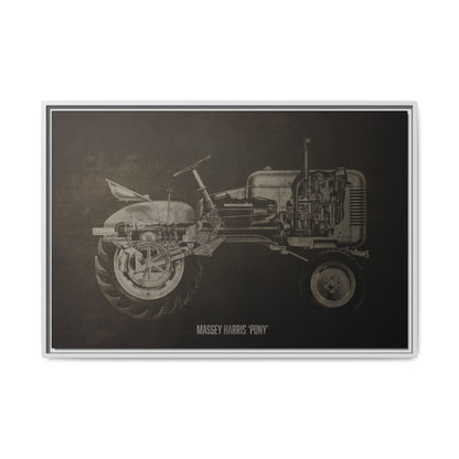 Vintage Massey Harris Pony Cutaway Drawing | Framed Wall Art on Stretched Canvas | Industrial Artwork