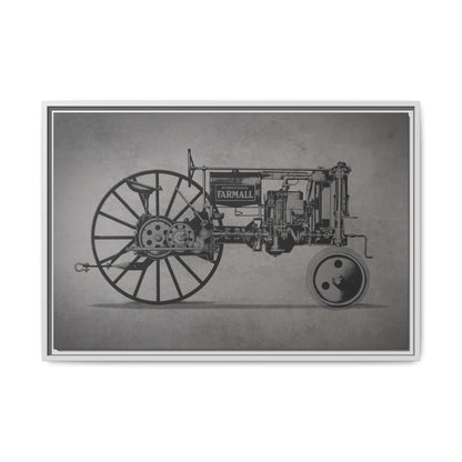 Vintage Farmall F-12 Mechanical Drawing | Light | Framed Wall Art on Canvas