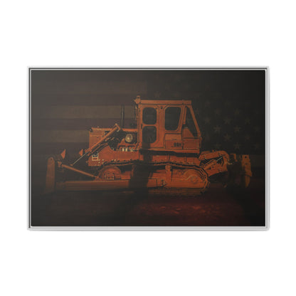 Patriotic D8H Classic Dozer | Framed Wall Art on Stretched Canvas