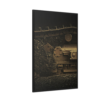 Epic Dozer Track Triptych Center | Matte Canvas Print (Framed)
