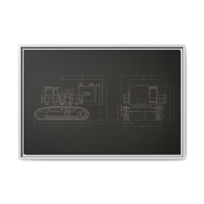 601 Excavator Drawing, Framed Wall Art on Canvas