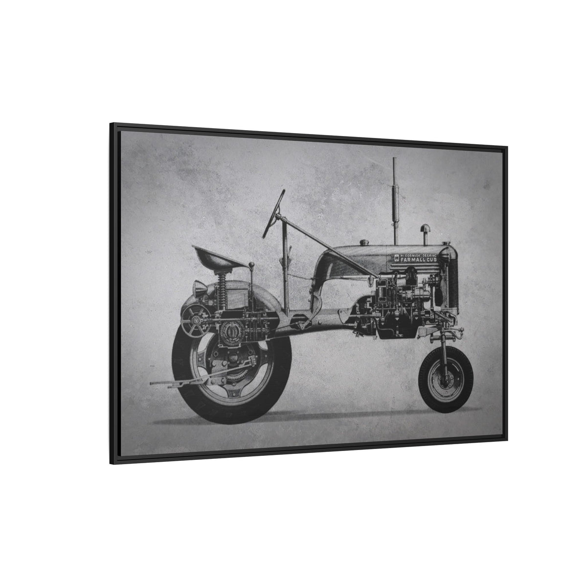 Vintage Farmall Pony Cutaway Drawing | Framed Wall Art on Canvas