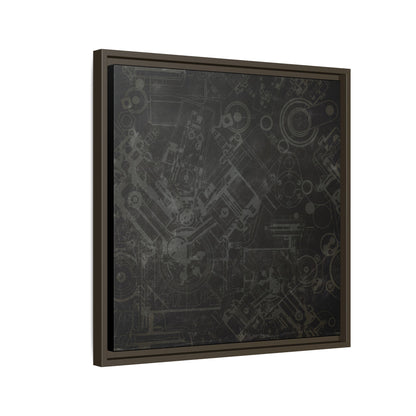 Engine Schematic Drawing Front View - Industrial Art - Framed on Canvas