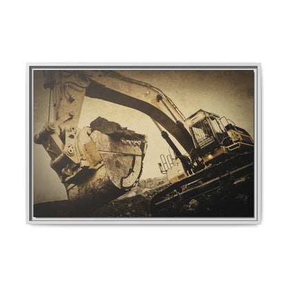 Reaching for Rocks Excavator  | Photo Art on Framed Canvas