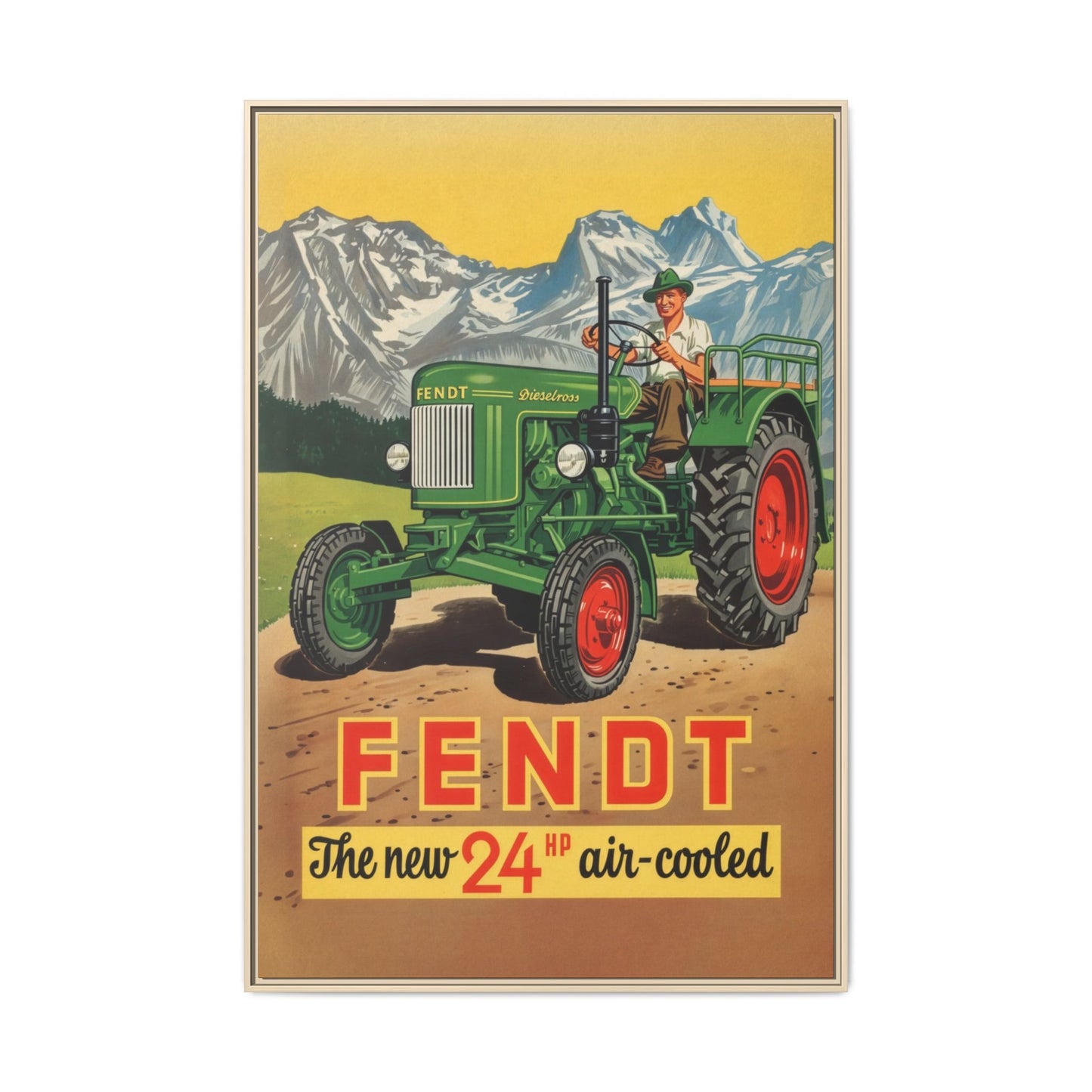 Vintage Fendt Air Cooled 24 Advertisement- Vintage Wall Art on Framed Canvas
