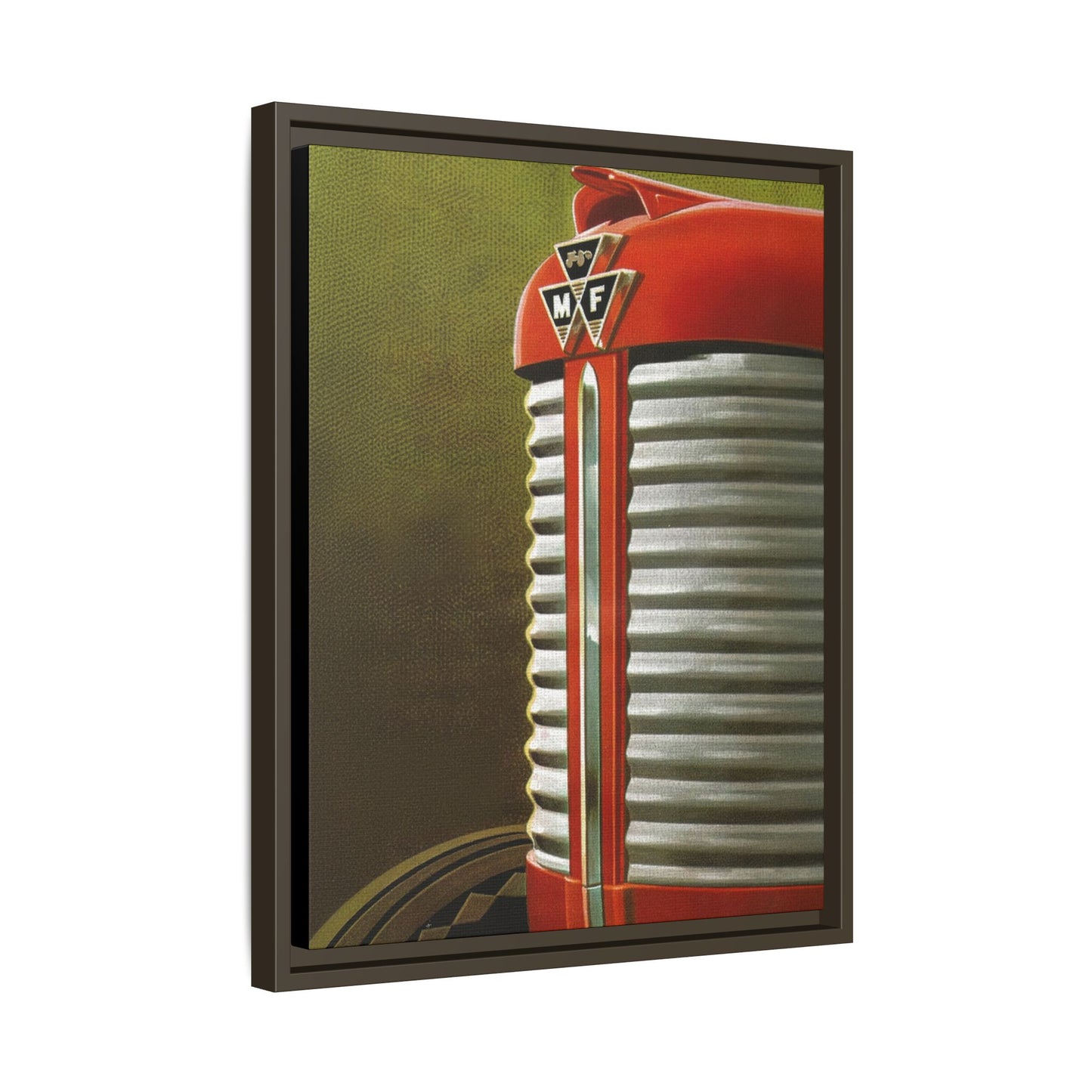 Vintage Red Tractor Grill Matte Canvas Framed | Farm Machinery Wall Art