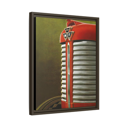 Vintage Red Tractor Grill Matte Canvas Framed | Farm Machinery Wall Art
