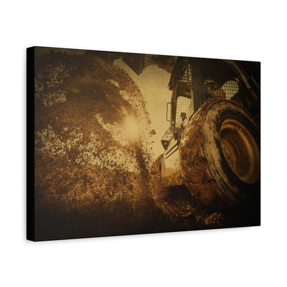 Boring Skid Steer Action | Unframed | Photo Art on Canvas