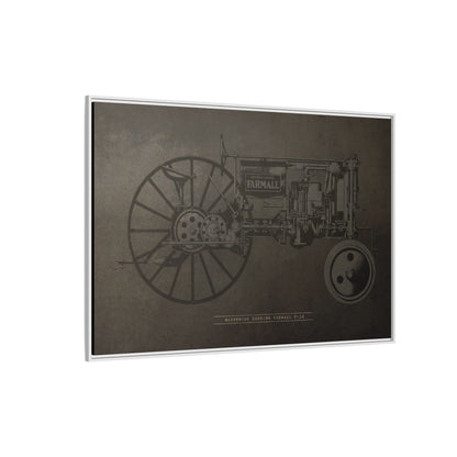 Vintage Farmall F-12 Mechanical Drawing | Framed Wall Art on Canvas