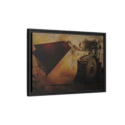 Front Loader Bucket Action | Gold |  Framed Wall art on Stretched Canvas