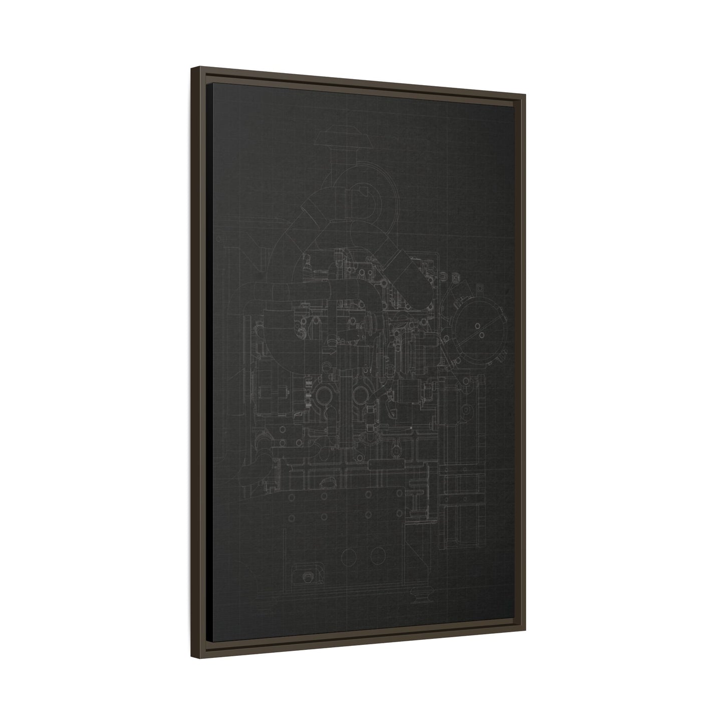 Heavy Equipment Engine Schematic Drawing – Framed Wall Art on Canvas