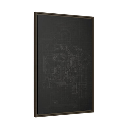 Heavy Equipment Engine Schematic Drawing – Framed Wall Art on Canvas