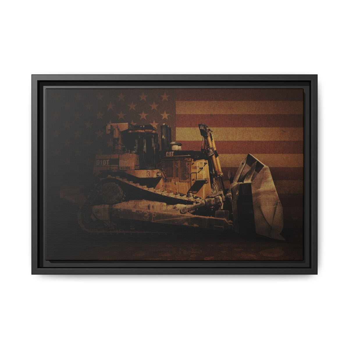 Patriotic D10T Classic Dozer | Framed Wall Art on Stretched Canvas