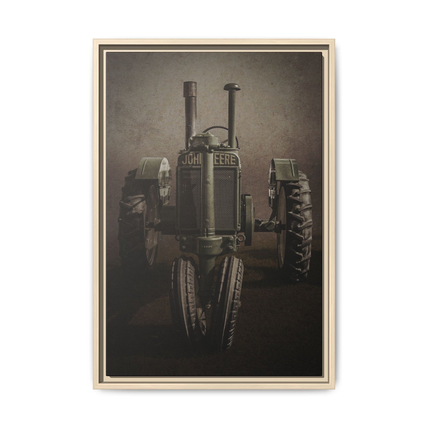 Vintage John Deere Model A Tractor Front View | Framed Wall Art on Stretched Canvas