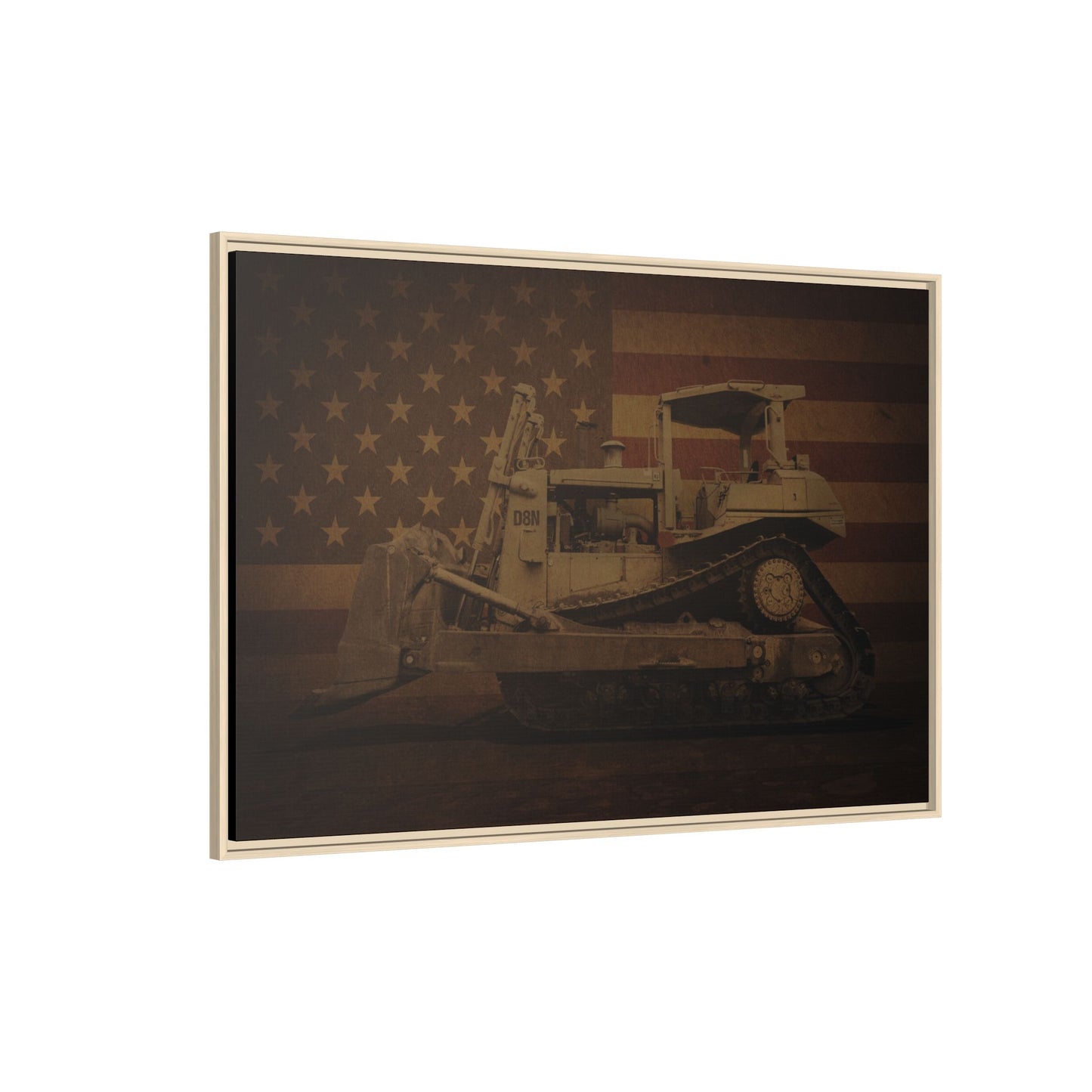 Patriotic D8N Classic Dozer | Framed Wall Art on Stretched Canvas