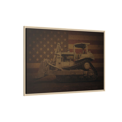 Patriotic D8N Classic Dozer | Framed Wall Art on Stretched Canvas