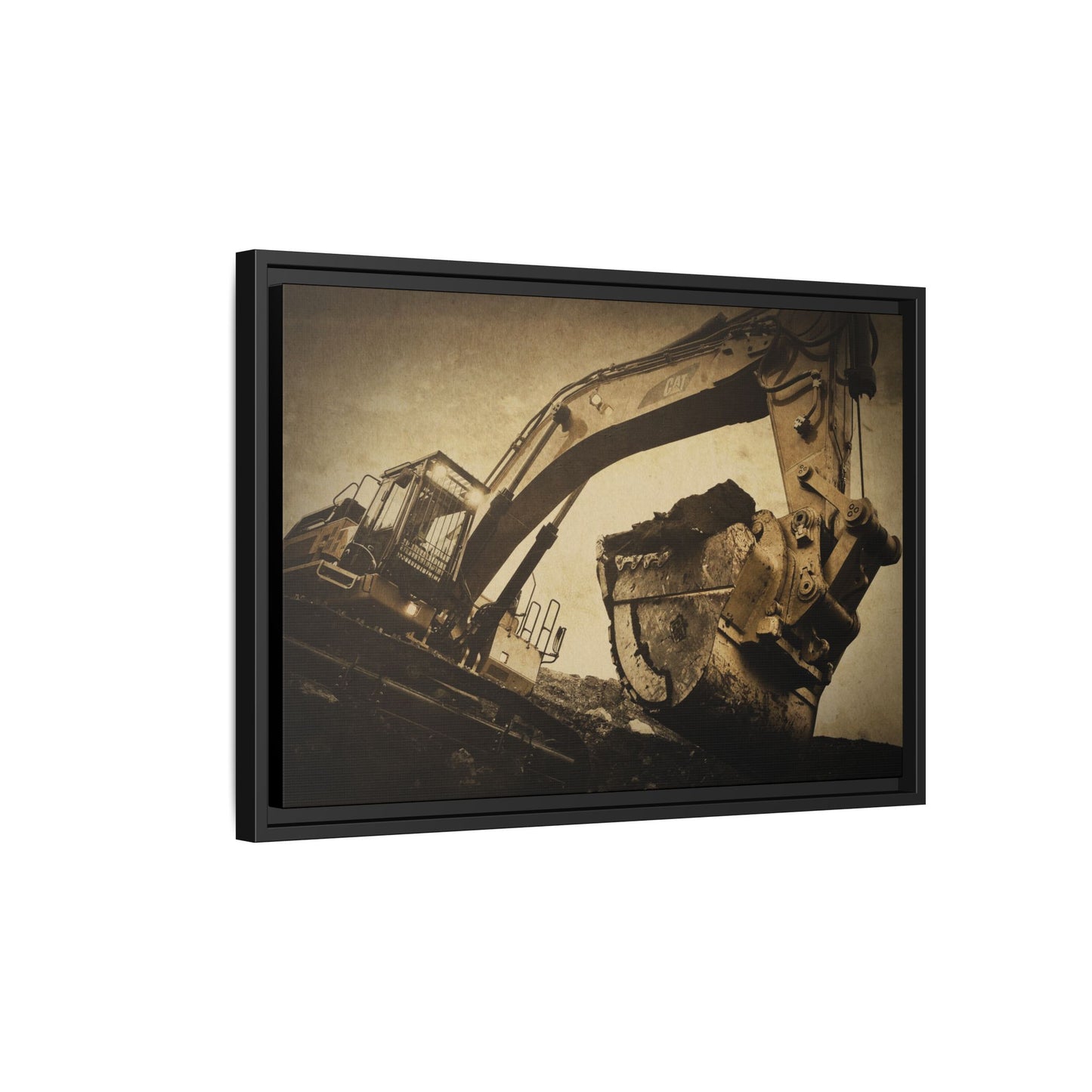Reaching for Rocks Excavator  | Photo Art on Framed Canvas