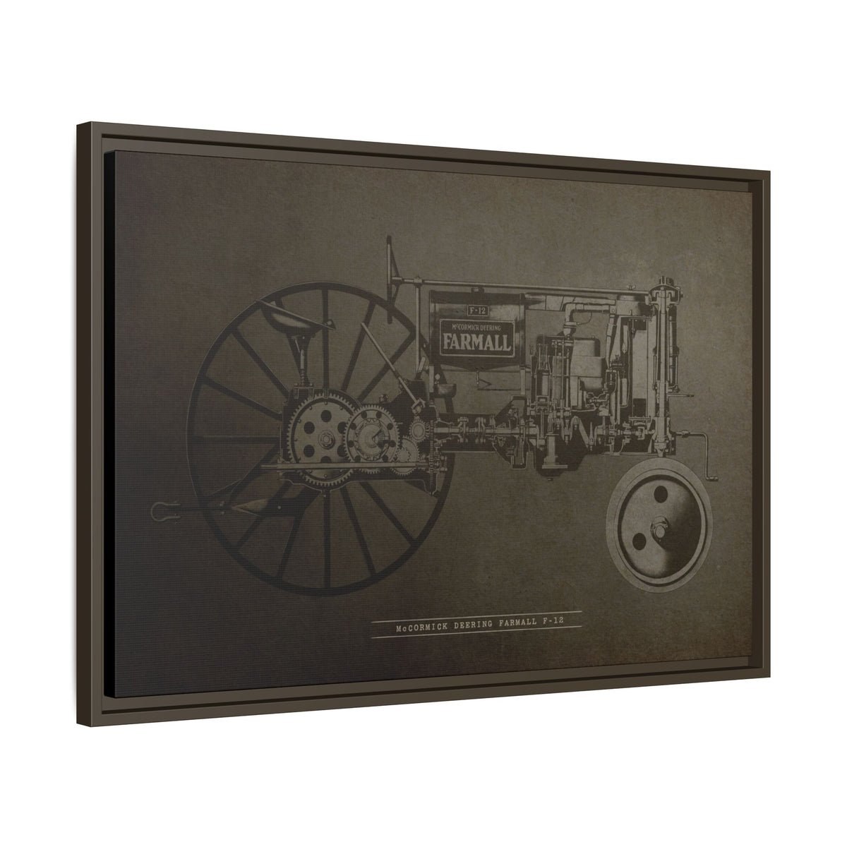 Vintage Farmall F-12 Mechanical Drawing | Framed Wall Art on Canvas