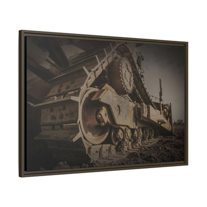 D8 Dramatic Dozer Track | Dark Gray |  Framed Wall art on Stretched Canvas