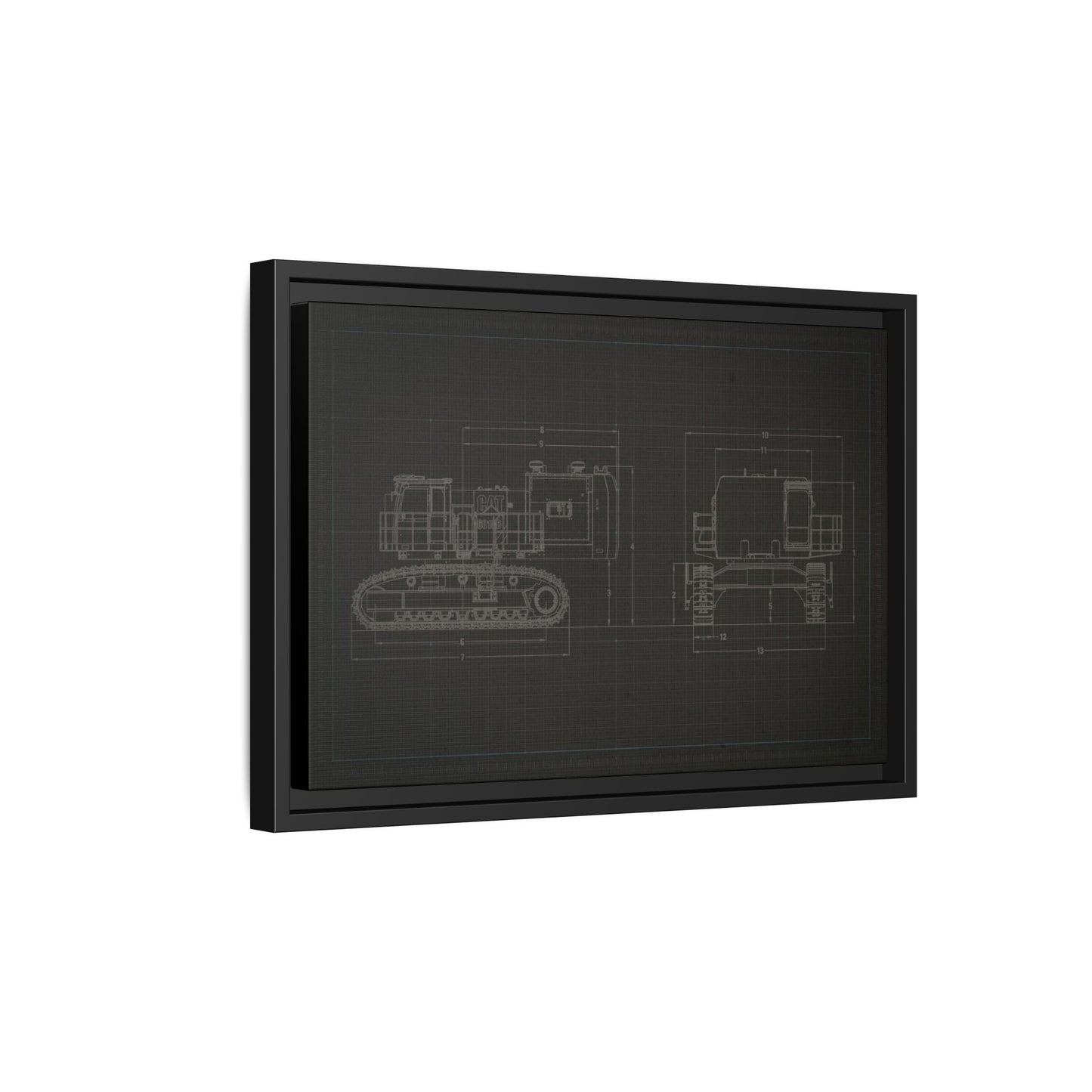 601 Excavator Drawing, Framed Wall Art on Canvas