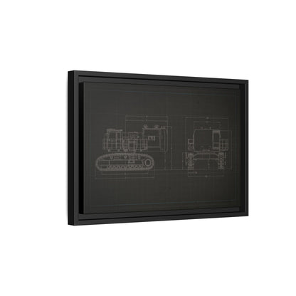 601 Excavator Drawing, Framed Wall Art on Canvas