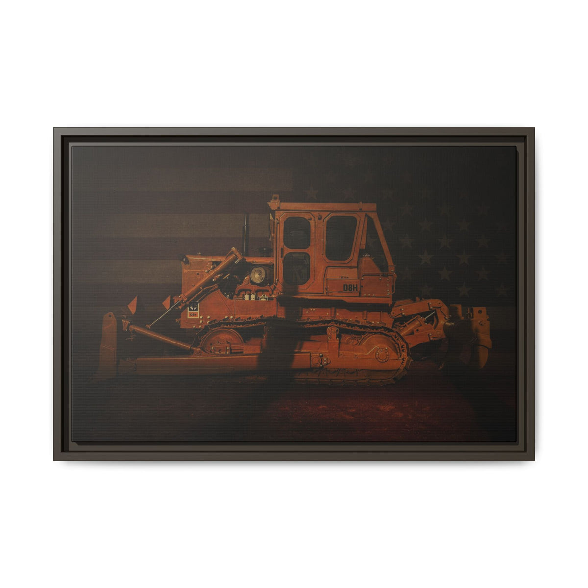Patriotic D8H Classic Dozer | Framed Wall Art on Stretched Canvas