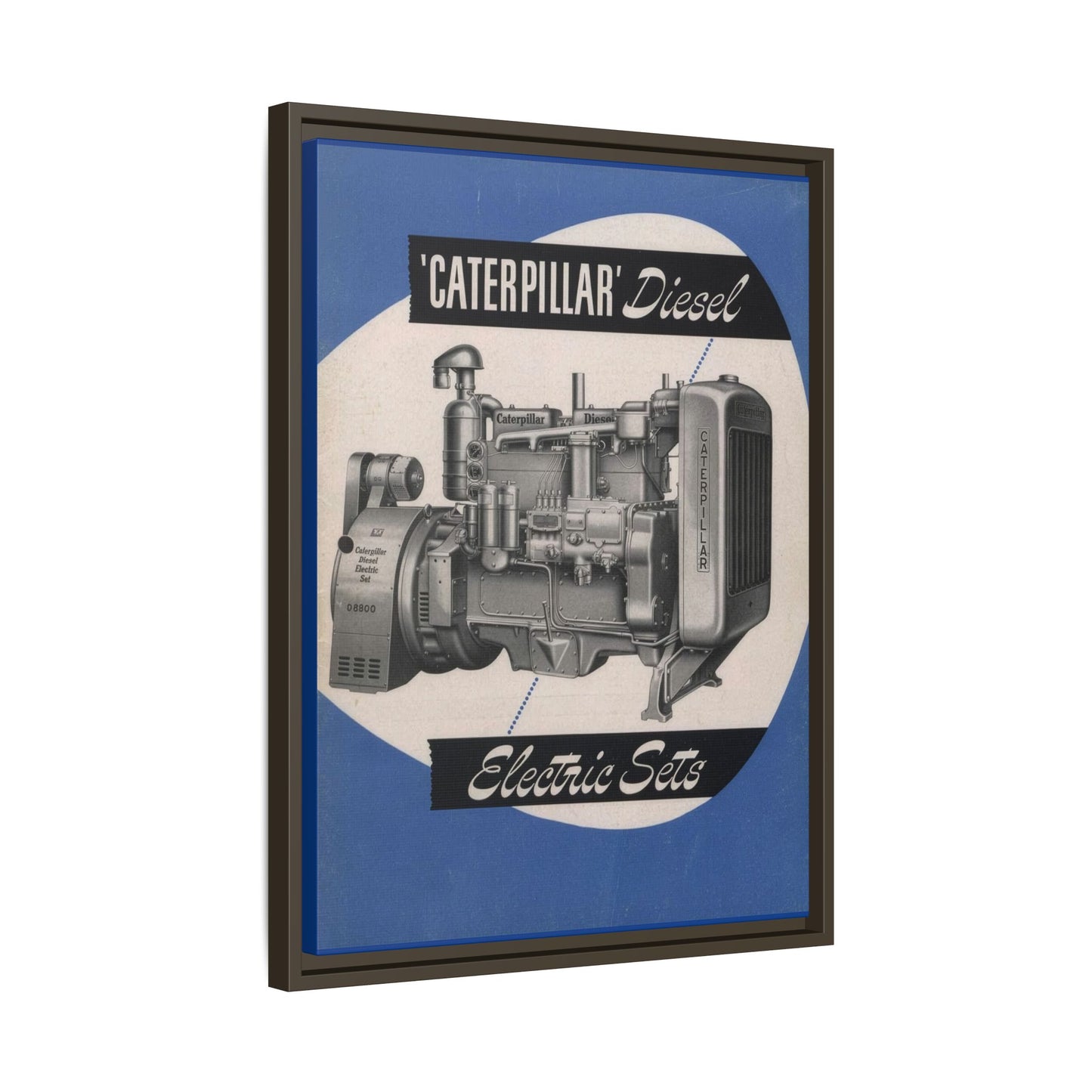 Diesel Electric Generator Vintage Dealership Sign on Framed  Matte Canvas