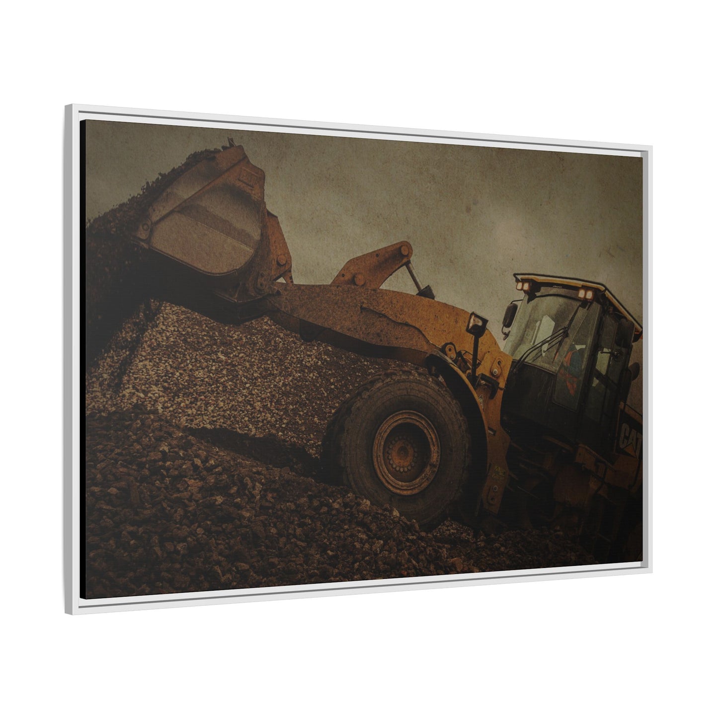 960 Wheel Loader Action| Framed Wall Art on Stretched Canvas
