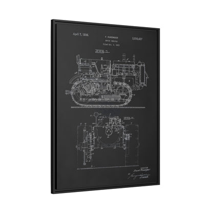Vintage Dozer Rudiger Patent Drawing, Framed Wall Art on Canvas