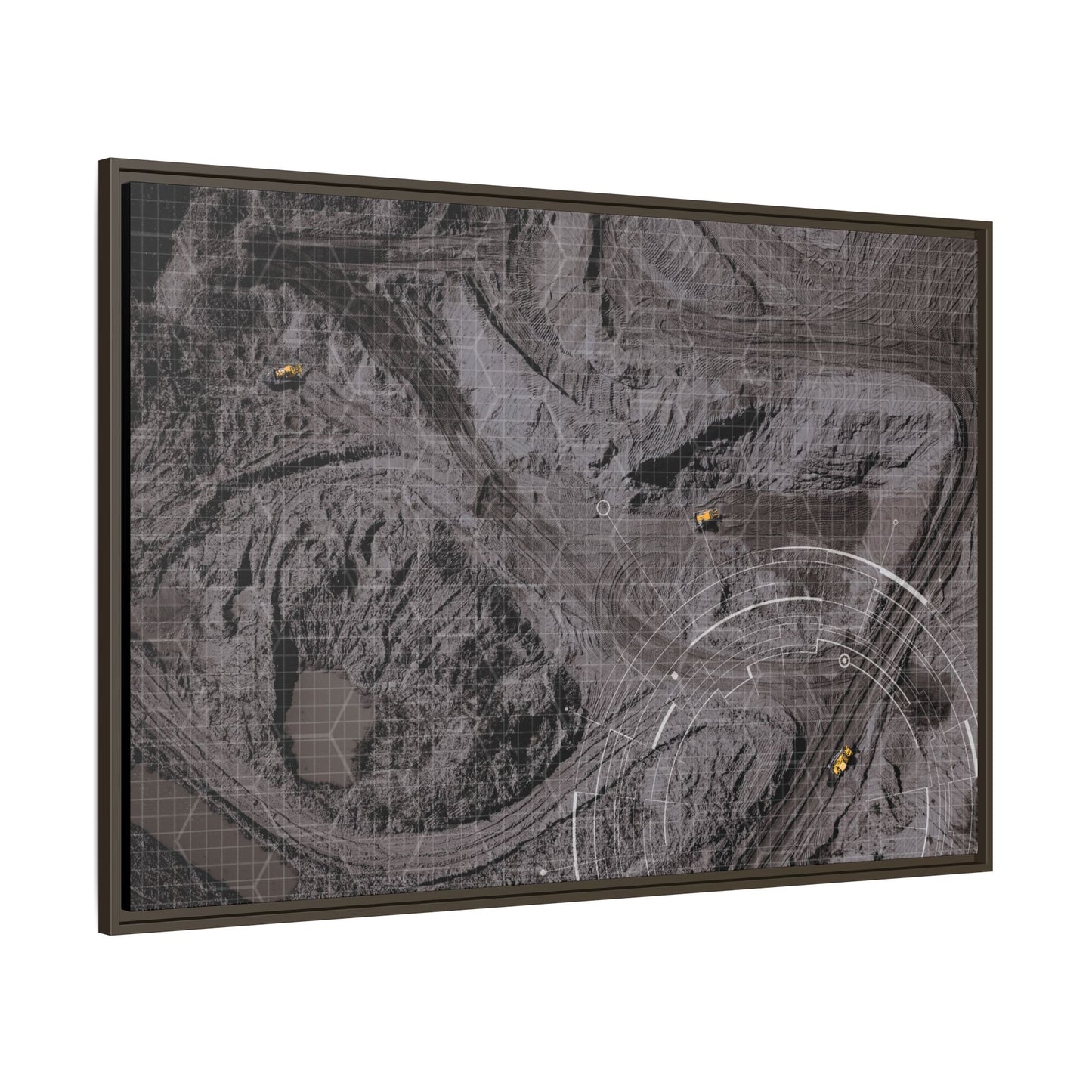 Drone Mining Construction Site - Photo Art Framed on Stretched Canvas