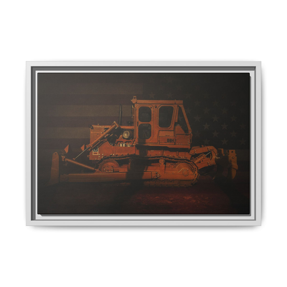Patriotic D8H Classic Dozer | Framed Wall Art on Stretched Canvas