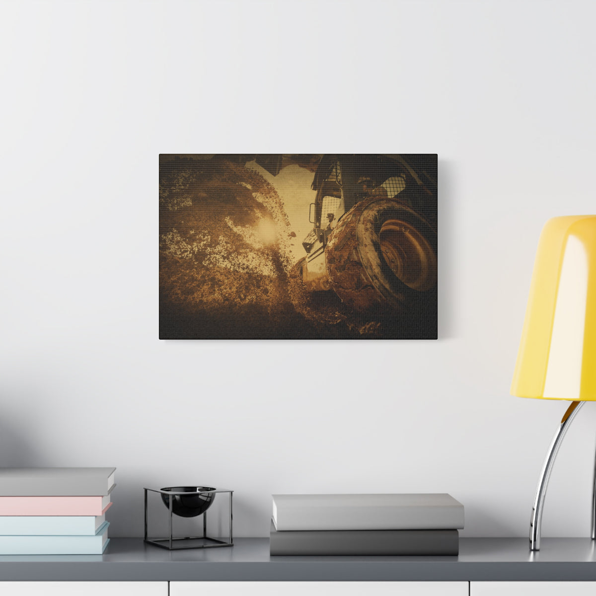 Boring Skid Steer Action | Unframed | Photo Art on Canvas